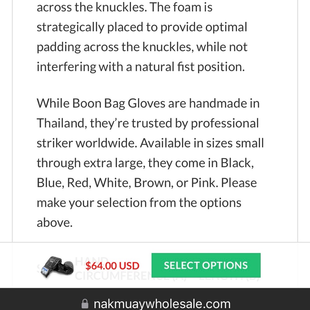 Boon Black Leather Bag Gloves Hand Made in Thailand, Boxing MMA Muay Thai, Small - Picture 10 of 12